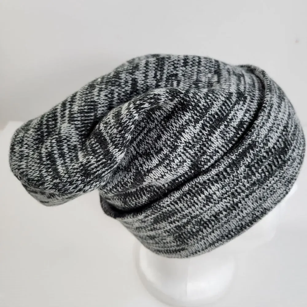 Victorias Secret PINK Slouchy Heather Gray Black Knit Winter Beanie Hat One Size